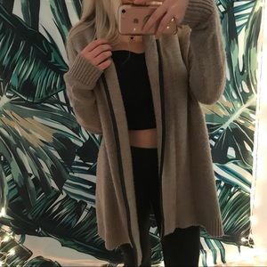 Fashion forward leather-lined cardigan☕️